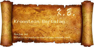 Kronstein Bertalan névjegykártya